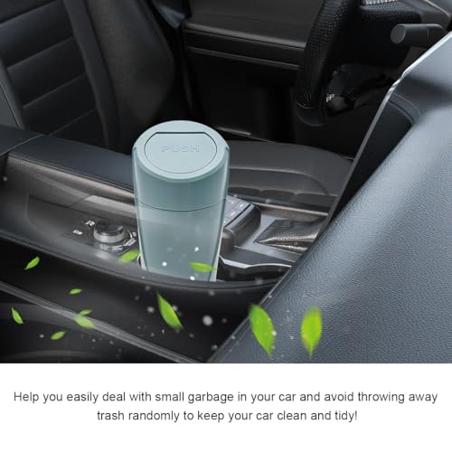 Image of Car Trash Can with Lid, Mini Car Garbage Bin Leakproof Cup Holder Trash Can, Multipurpose Organizer Door Pocket Trash Cup Fits Auto Home Office, Universal Garbage Can (Black Green)