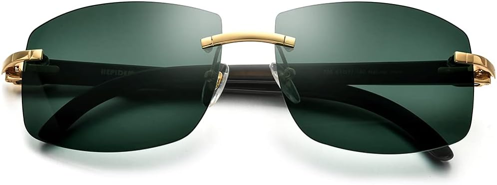 HEPIDEM 100% Really Buffalo Horn Sunglasses for Men Rimless Square Sun Glasses 4189705 - Image 4