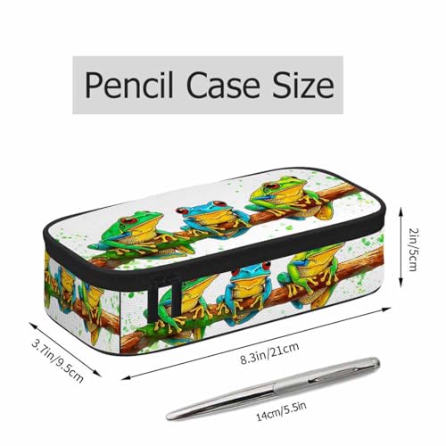Image of Frog Pencil Holder Bag Splash Spotted Branches Exotic Watercolor Animal Pencil Case College Office School for Teens Boy Girl