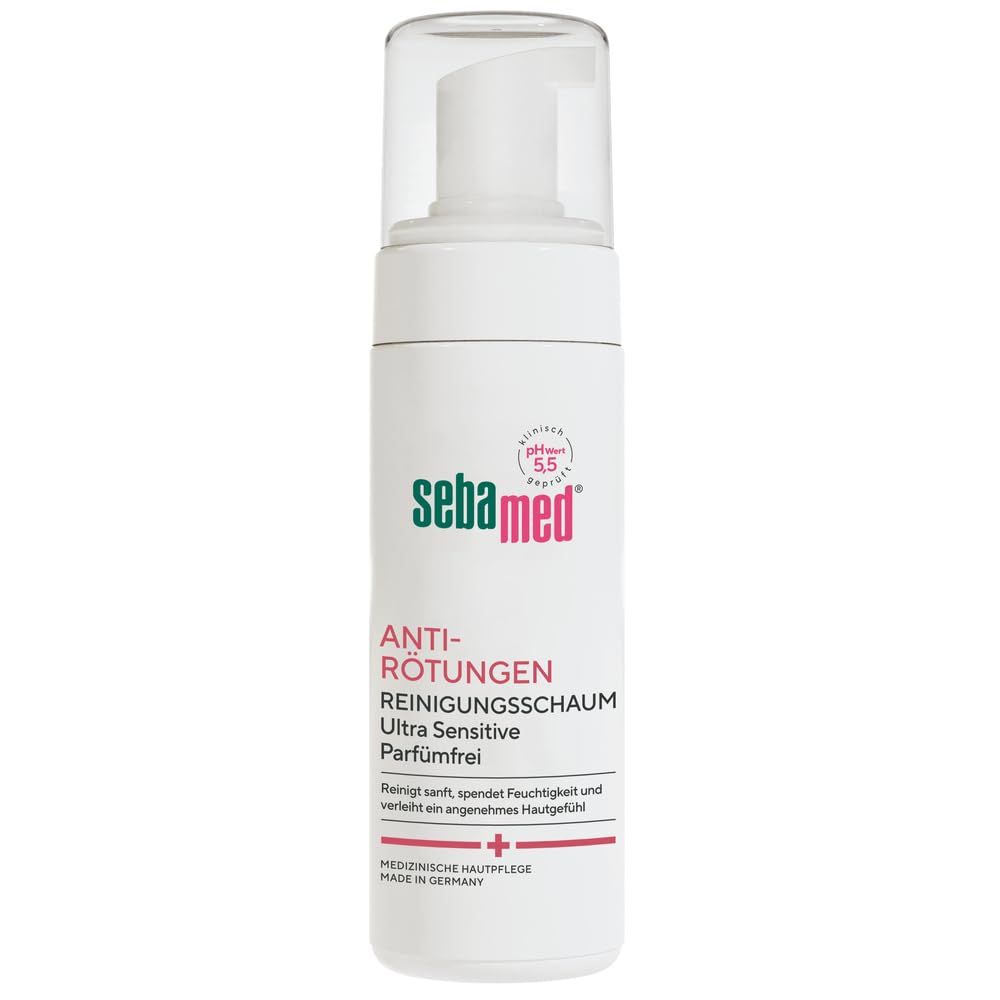 SEBAMED Anti-Rötungen parfumfreier sanfter Reinigungsschaum, bei Rosacea, mindert Rötungen im Gesicht, als Rosacea Gesichtspflege geeignet, für die Pflege und Reinigung von geröteter Haut,150 ml