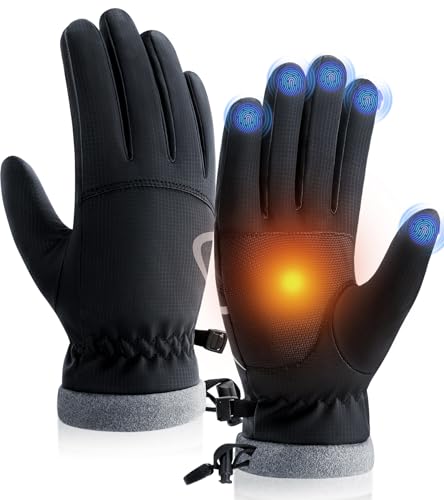 Image of PULIOU Winter Waterproof Thermal Gloves for Men Women, Cold Weather Windproof Ski Snow Gloves with Touchscreen Fingers for Running Cycling Hiking Driving