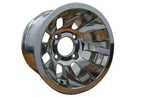 10" Silver Bullet Polished Aluminum Golf Cart Wheels and 205/50-10" DOT Street Tires - Set of 4