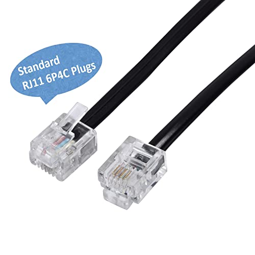 Image of LanSenSu Telephone landline Extension Cord Cable Cord with Standard RJ-11 6P4C Plug (6Ft-3Pack-Black, Black)