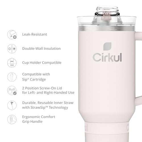Image of Cirkul 40oz. Cherry Blossom Stainless Steel Tumbler with Handle, All-Day StrawSip, Double-Wall Insulated