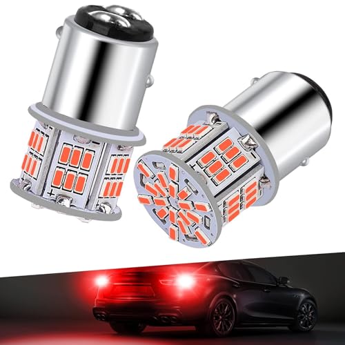 Bsxywa P21/5W 1157 Bay15d 12V 24V LED Rosso Freno Lampadine, Alta e Bassa Luminosità, Per Luci di Stop, luce Freno/Parcheggio/Luci di Posizione., Non per l'uso su imbarcazioni. (2 Pezzi)