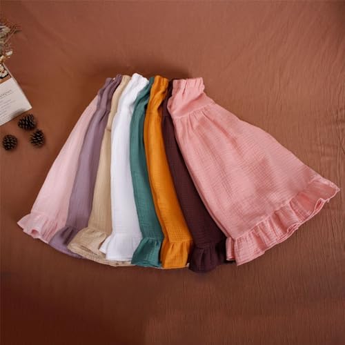 Little Girls Palazzo Pants Cotton Linen Flowy Wide Leg Pants Toddler Baby Elastic Waist Ruffled Loose 𝐋ounge Trousers4