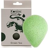Esponja Facial Natural Konjac - Esponja Baño Exfoliante Limpieza Corporal - Apta para Piel Sensible - Regalos Ecologicos - Carbon de Bambu, Aloe Vera y Arcilla Roja (Te Verde)