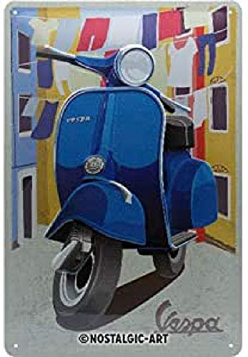 Nostalgic-Art Plaque vintage Vespa – Italian Laundry – Idée de cadeau pour les fans de scooters, en métal, Design retro pour la décoration, 20 x 30 cm