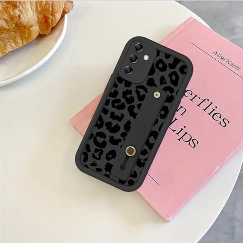 Zrutru Capa de telefone estética com estampa de oncinha preta com estampa de guepardo para Samsung Galaxy A54 5G com alça de pulso ajustável e flexível com suporte para o dedo e proteção à prova de