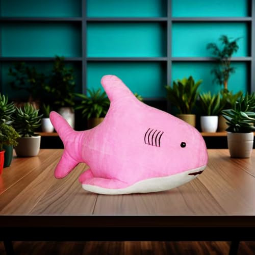 Image of Goldenhub Plush Pink Shark Soft Toy, 45 cm for Kids