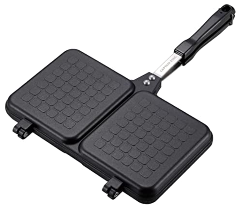 Captain Stag UG-3087 Hot Sand Maker, Hot Sand Toaster, Twin Sand Toaster, Flat Cast Aluminum, Fluorine Resin Treatment, Direct Fire