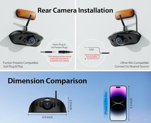 Image of 2-Camera Wireless RV Backup Camera System with 10.1-Inch DVR Monitor, 1 Rear Sharkfin, 1 Side Camera, IP69K Waterproof, IR Night Vision, Compatible with Furrion Pre-Wired Jacks-ZEROXCLUB BY52