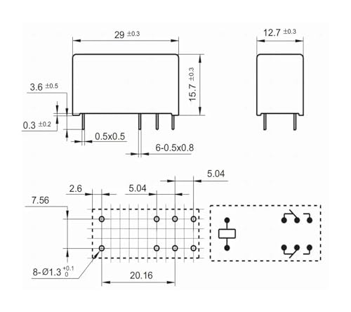 Relais 8 broches BRT2-SS-224D 24V 8A pour commande d'automatisme