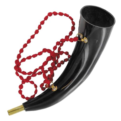 Armory Replicas™ Battle Sound Cattle Blowing Horn – 100% Natural Buffalo with Brass Mouthpiece & Red Rope, Handcrafted 13–15 Inch Functional
