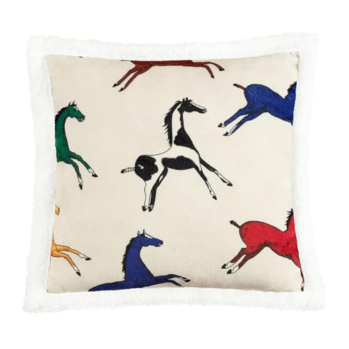 Image of Paseo Road Indigo Hill by HiEnd Accents Wild Horse 18x18 Throw Pillow