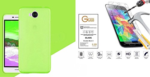 compatibile per HUAWEI NOVA YOUNG 4G LTE MYA-L11 / Y5 (2017) MYA-L03 L23 L02 L22 (5.0) CUSTODIA cover CASE gel SILICONE tpu morbida + PELLICOLA vetro TEMPERATO (verde)