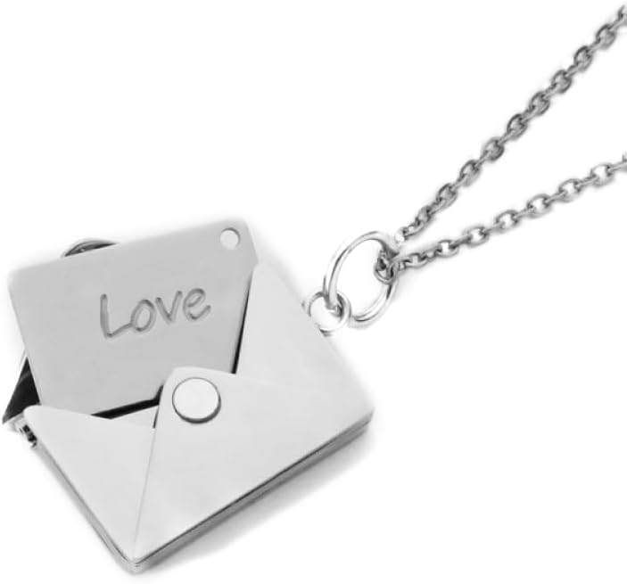 Love Letter Envelope Necklace | Locket Envelope Pendant with “Love” Message | Stainless Steel Jewelry for Women, Mom, Wife, Best Friend