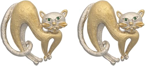 Image of Set of 2 Brooch Lapel Pins With Rhinestones
