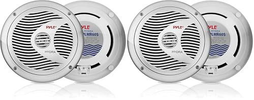Image of Pyle 6.5 inch Dual Marine Speakers - 2 Way Waterproof and Weather Resistant Outdoor Audio Stereo Sound System with 150 Watt Power, Polypropylene Cone and Cloth Surround - 1 Pair - PLMR60S (Silver)