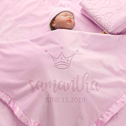 AW BRIDAL Personalized Baby Boy Blankets Princess Customized Baby Blanket for Girls Boys Newborn Receiving Blankets (36x36inch)
