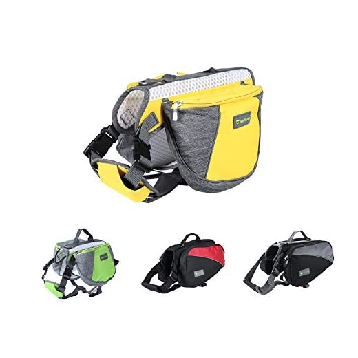 Wellver Dog Saddle Backpack for Hiking, Outward Hound Dog Backpack, Lightweight Dog Travel Bag and Hiking Saddle Bag for Dogs (S, Yellow + Gray)