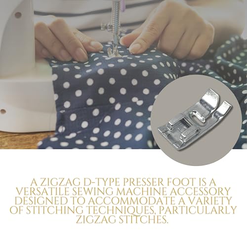 Image of ZENITH Zig Zag D Type Pressure Foot Snap on Type for Automatic Electric Low Shank Sewing Machines Suitable for Usha Janome Brother Singer etc Steel Finish (Combo Foot 8)