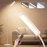 VASAGLE Stehlampe, Stehleuchte, Leselampe, 15 Watt, 141-175 cm höhenverstellbar, 360° drehbarer Schwanenhals, Timer- und Memory-Funktion, Fernbedienung, für Wohnzimmer, mattweiß LFL007WC02