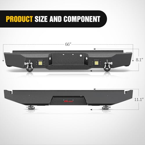 Image of Nilight Rear Step Bumper Compatible with 2011 2012 2013 2014 2015 2016 3rd Gen Ford F250 F350 F450 Super Duty Pickup Truck Bumper with LED Lights, Sensor Holes and D-rings