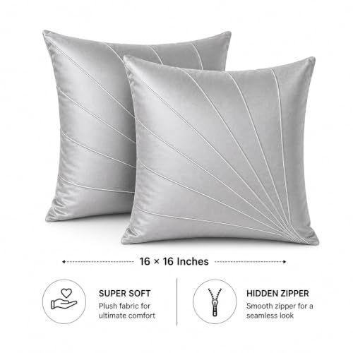 Image of Noor Silk Cushion Covers Pack of 7 | 16x16 Inches, Silver