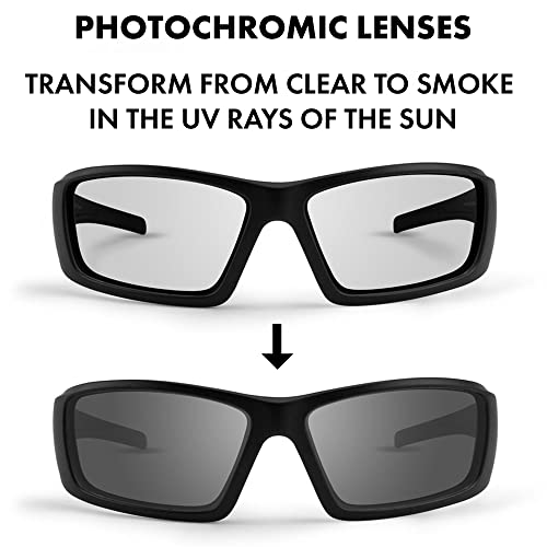 Epoch Eyewear Liberator Photochromic Motorcycle Sunglasses Black Frames Clear To Smoke Lens #TOP2