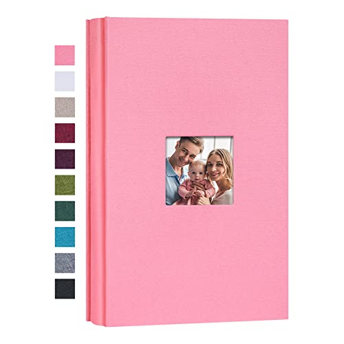 Mublalbum Small Photo Album 4x6 300 Photos Linen Cover Picture Book with Horizontal Pockets for Wedding Family Anniversary and Baby (Pink)