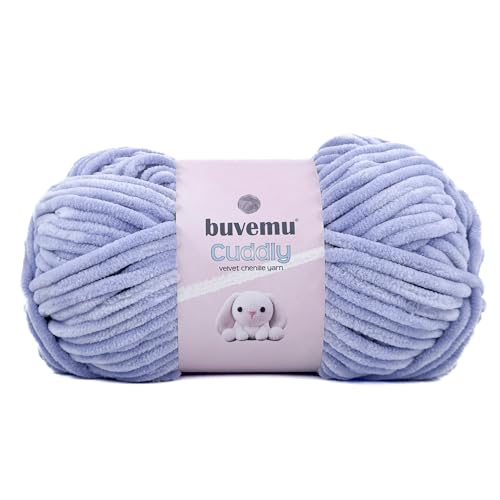 Image of Cuddly Velvet Chenille Yarn, Super Soft Fluffy Bulky for Knitting Crocheting Crafting Blanket Amigurumi, Durable for Shedding, 100 Gram (3.53 Ounces) 109 Yards (100 Meters) (Lavender)