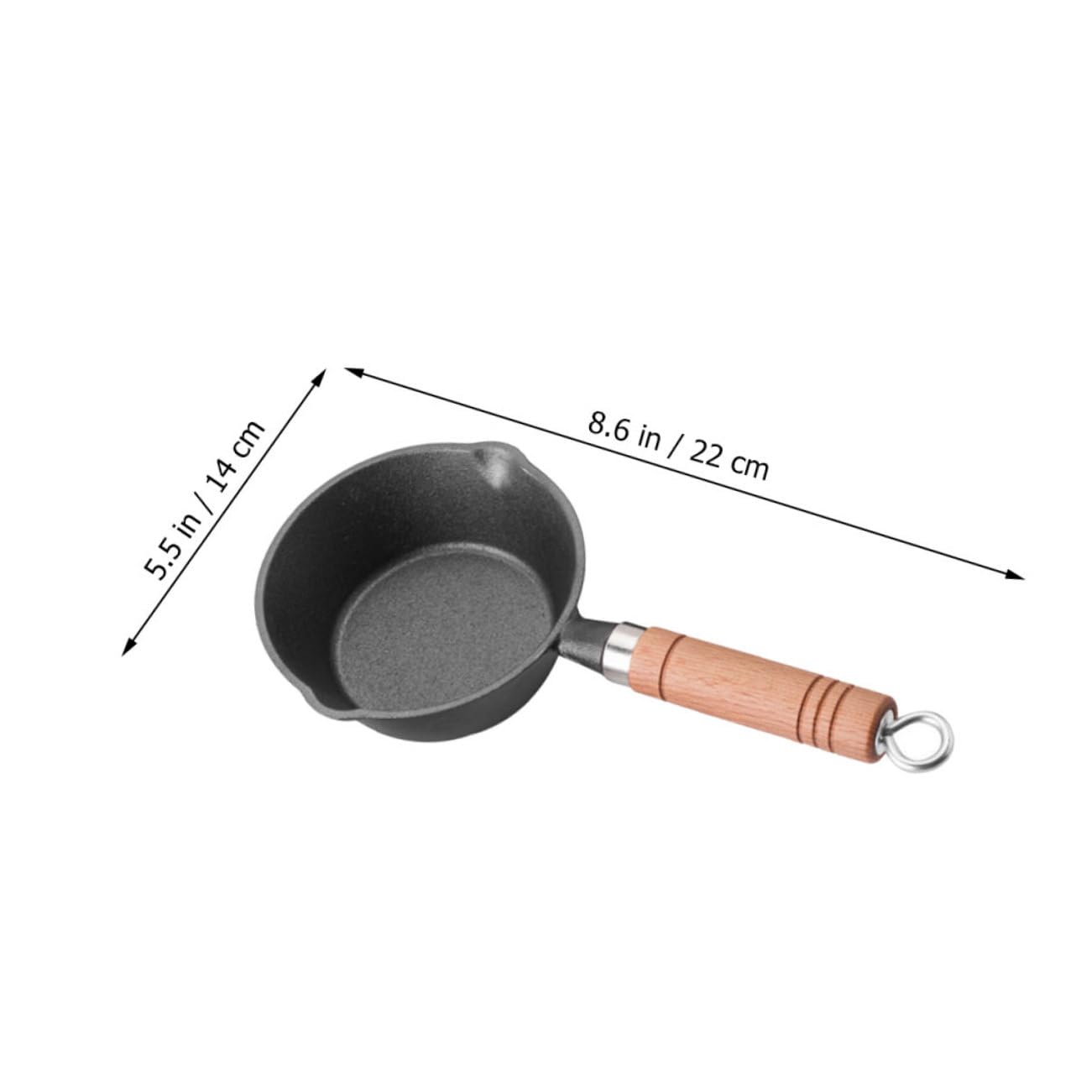 POPETPOP Padella in Manico in Legno Antiaderente e Termoisolante Piccola e Portatile per Friggere Uova Bistecche e Altri Ingredienti per Fornelli Fondo Piatto