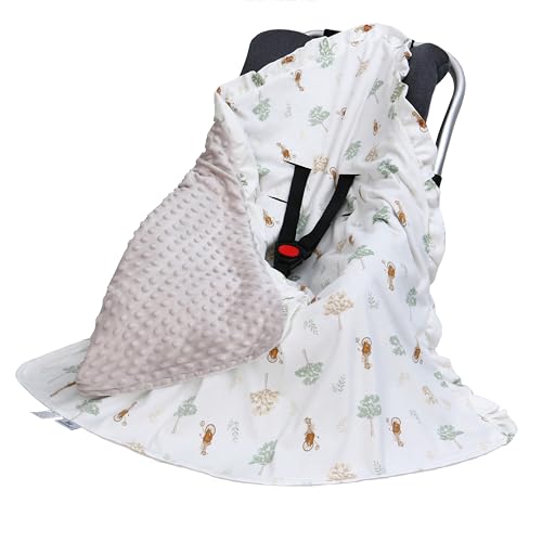 Miracle Baby Manta Envolvente para Bebé 90 x 90 cm, Algodón 100%, Saco Capazo Universal para Asiento de Coche, Cochecito (Ciervo)