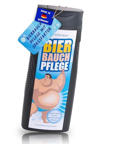 Bierbauchpflege Männer Shampoo – Lustiges Männerpflege- & Bartshampoo Haar- und Kopfhautpflege Geschenk für Männer lustiges Duschgel | Geschenkidee Vater Bruder Kumpel Freund | 300ml