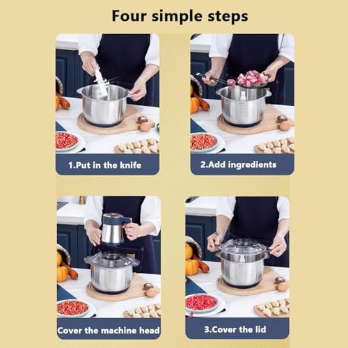 Multifunctional Stainless Steel Meat Grinder - 5L Capacity Fully Automatic Electric Food Chopper with Container, Ideal for Home Cooking, Blue