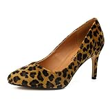 Unisex Men's Women's Classic Mid Kitten Heel Pumps Velvet Leopard EU 39 - US 7.5 Women/6 Men