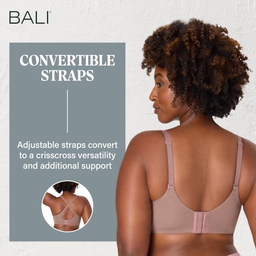 Image of Bali Women's Wireless Bras for Women - Breathe Lace Cotton Modal No Underwire Bra, Adjustable T-Shirt, Plus Size