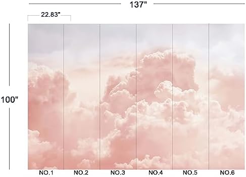 Eierme Pink Clouds wall Mural Wallpaper for Bedroom 137" x 100"(Not Peel and Stick) - 4