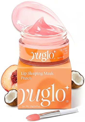 YUGLO Lip Sleeping Mask | Peach Flavor | Hydrating & Soothing Lip Treatment for Dry, Chapped Lips | Plumps & Moisturizes | Overnight Lip Repair