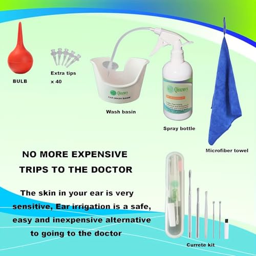 ear wax removal tool ear cleaning kits safe ear irrigation kit ear flush kit for adults kid ear wax washer device easy to operate includes basin syringe curette kit towel and 40 disposable tips