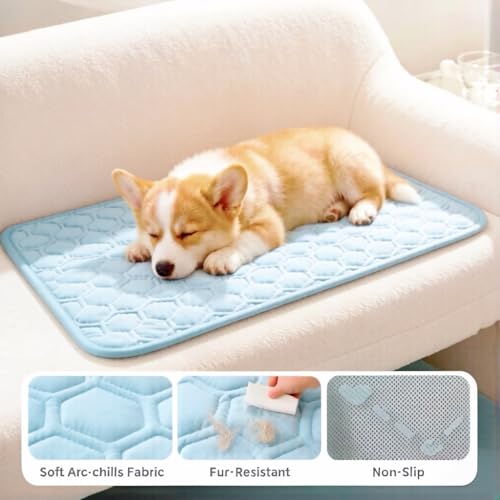 Cooling Mat for Dogs, Q-Max>0.5 Washable Dog Cooling Mat, Portable Kennel Cooling Pet Pad for Summer, Non-Slip & Non-Toxic Arc-Chills Dog Bed Mat & Crate Pad for Extra Large Dog — view 6