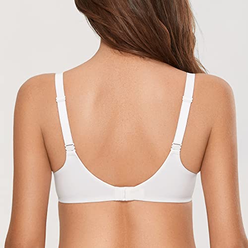 Image of DOBREVA Women's Push Up T-Shirt Bra Underwire Padded Bras Plunge Full Coverage White (Band Size is Small. Order 1 Band Size up.) 32D