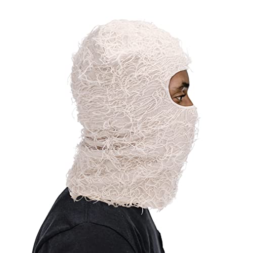 Distressed Balaclava Ski Mask Full Face Knitted Balaclava Windproof Winter Neck Warmer Trending Distress Shiesty Mask Cream #TOP2