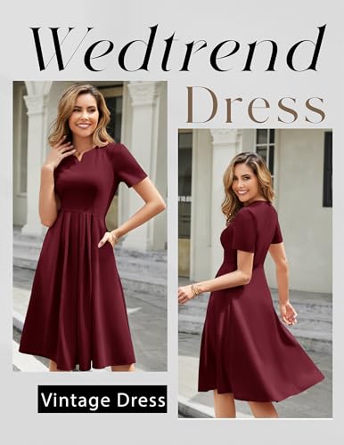 Wedtrend 1950's Womens Vintage Dresses Short Sleeves Work Church Dress Tea Length Cocktail Dress with Pocket2