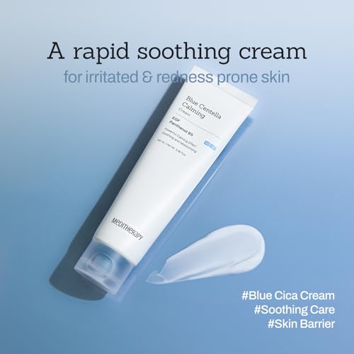 Blue Centella Calming Cream - Hydrating Korean Face Moisturizer - Rapid Soothing Moisturizer Face Cream for All Types - Strengthening Skin Barrier for Glowing Skin - Non-Clogging Pore 1.69 fl.oz