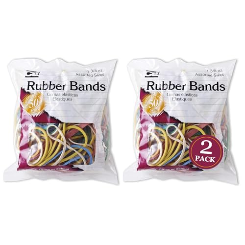 Charles Leonard Rubber Bands, 1 3/8 Ounce Bags, Assorted Sizes/Colors (56385)