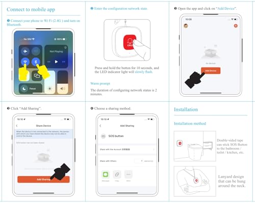 PILSAMAS WiFi Caregiver Call Button for Elderly at Home w App Notification, Elderly Monitoring, Caregiver Pager, Life Alert Systems for Seniors No Monthly Fee, Alert Button for Seniors at Home - Image 10