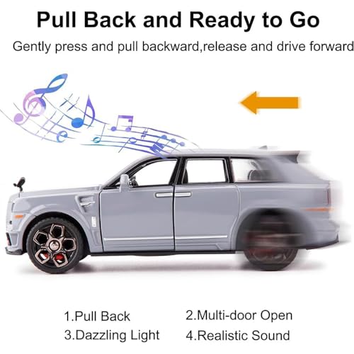 Image of 1:36 Cullinan Toy Car for Kids Collection Diecast Metal Scale Model Car with Light Sound Pull Back Openable Door