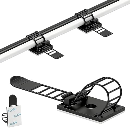 KLJ kabelhalter selbstklebend kabelmanagement 100 Pack Schwarz,Anpassbar und wiederverwendbar kabelclips selbstklebend,Gilt für Schreibtisch kabelmanagement Cable Management